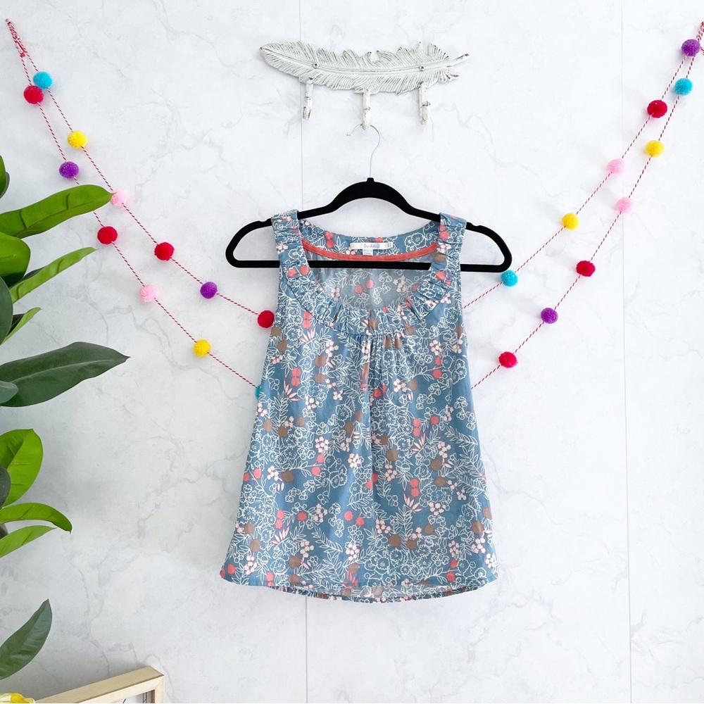 Boden 4 Cotton Floral Printed Sleeveless Blouse Top